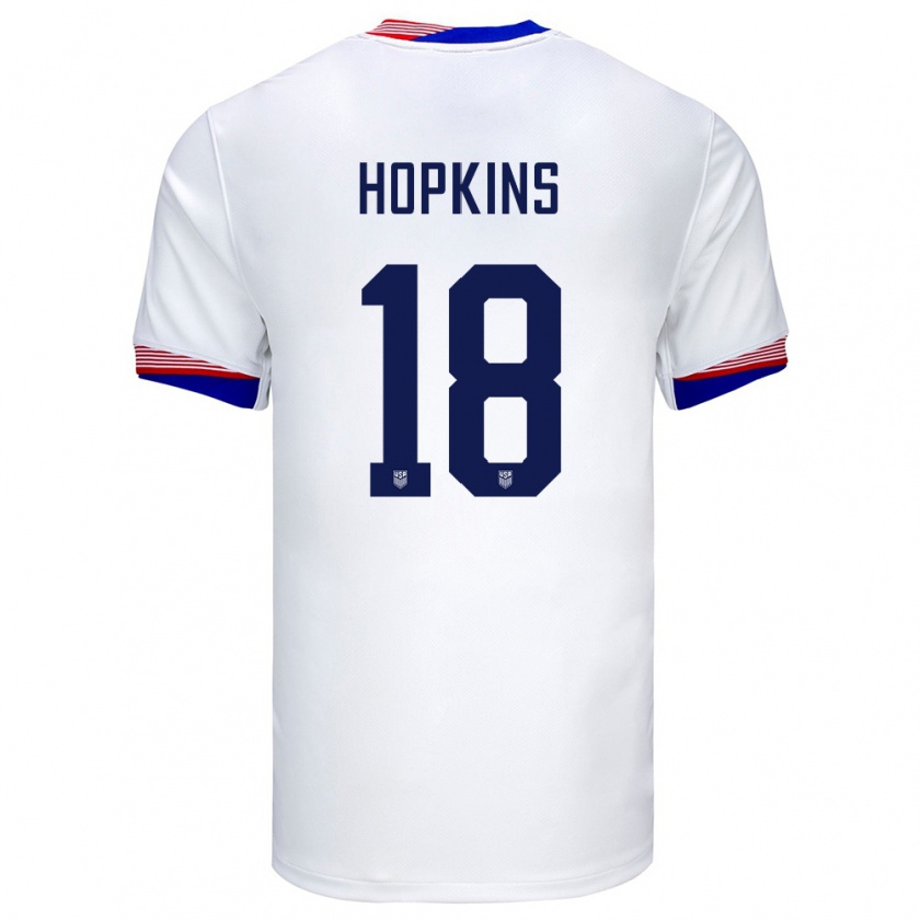 Kandiny Damen Vereinigte Staaten Jackson Hopkins #18 Weiß Heimtrikot Trikot 24-26 T-Shirt Österreich