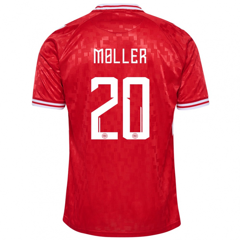 Kandiny Damen Dänemark Caroline Møller #20 Rot Heimtrikot Trikot 24-26 T-Shirt Österreich