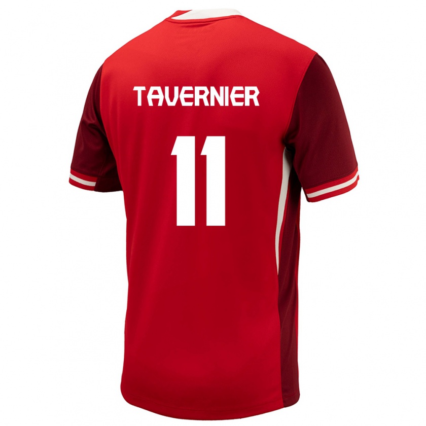 KandinyレディースカナダKevaughn Tavernier#11赤ホームシャツ24-26ジャージーユニフォーム