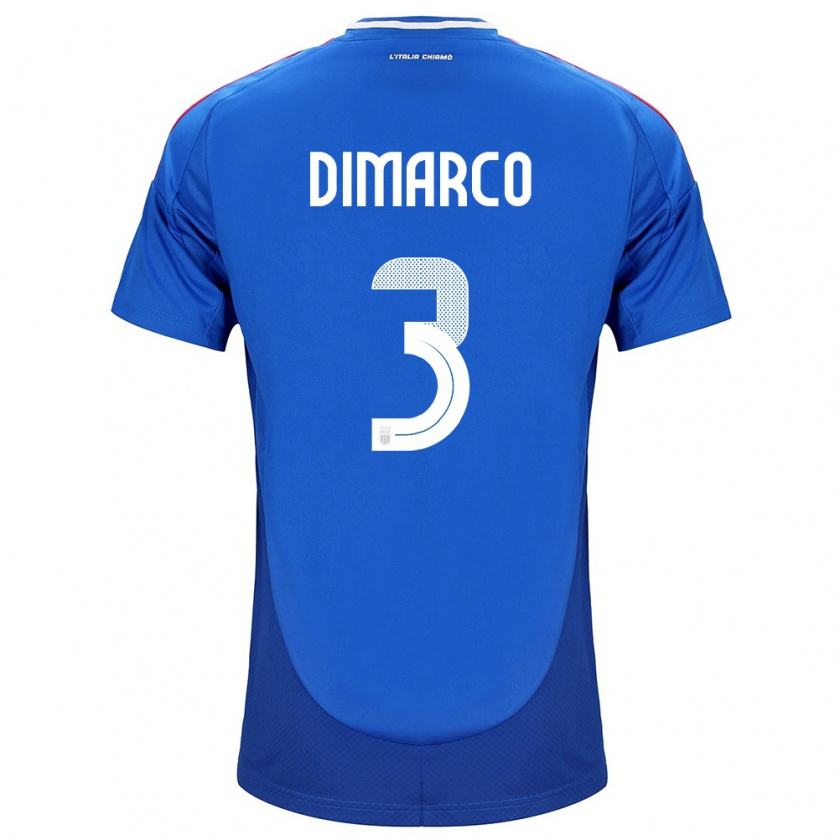 Kandiny Dames Italië Federico Dimarco #3 Blauw Thuisshirt Thuistenue 24-26 T-Shirt