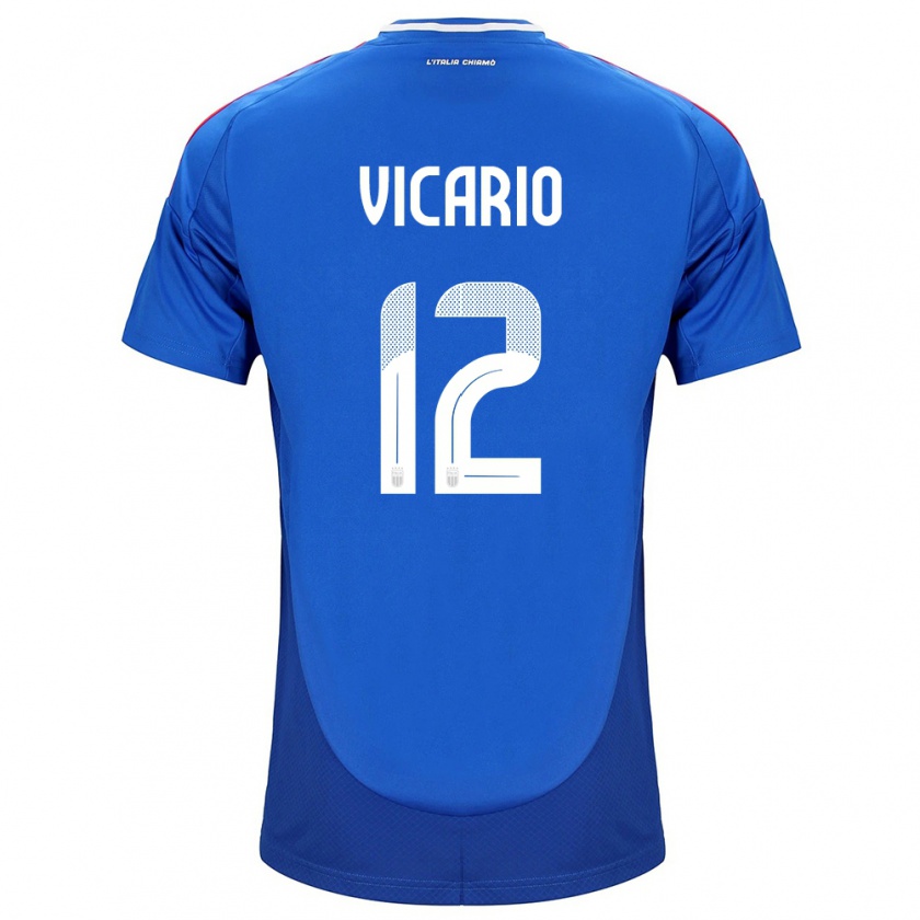 Kandiny Mujer Camiseta Italia Guglielmo Vicario #12 Azul 1ª Equipación 24-26 La Camisa México