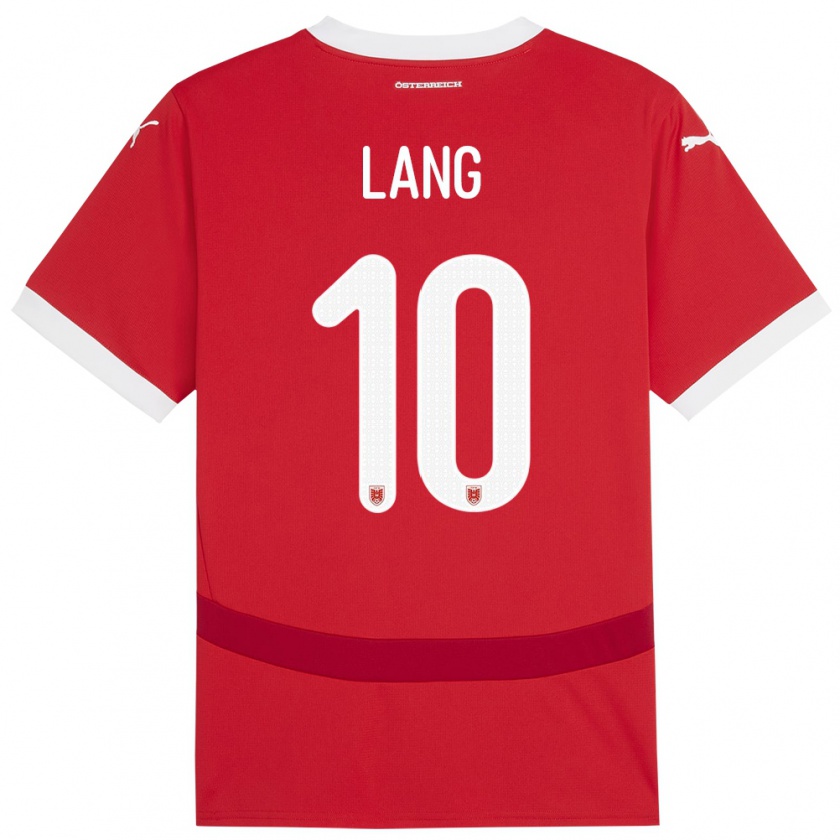 Kandiny Donna Maglia Austria Christoph Lang #10 Rosso Kit Gara Home 24-26 Maglietta