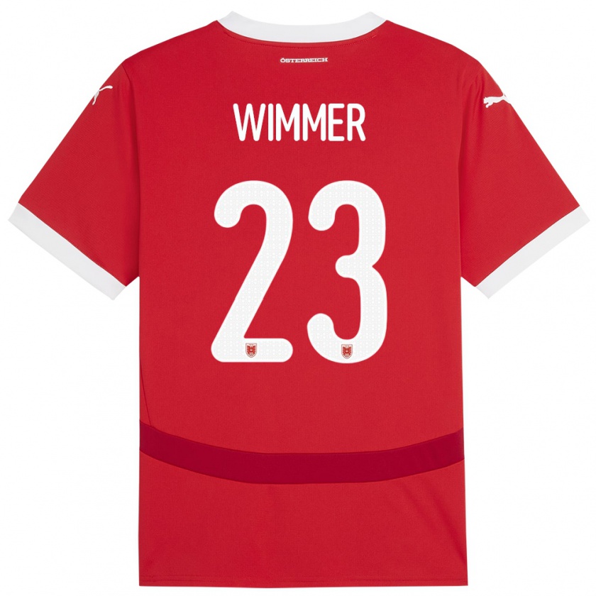 Kandiny Donna Maglia Austria Patrick Wimmer #23 Rosso Kit Gara Home 24-26 Maglietta