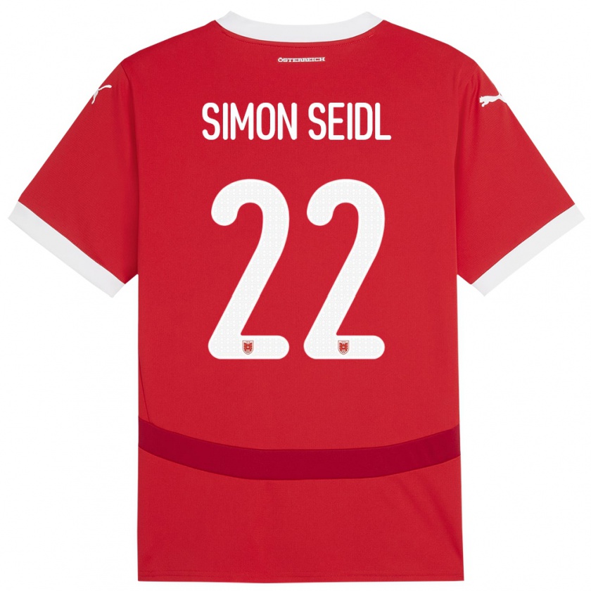 Kandiny Donna Maglia Austria Simon Seidl #22 Rosso Kit Gara Home 24-26 Maglietta