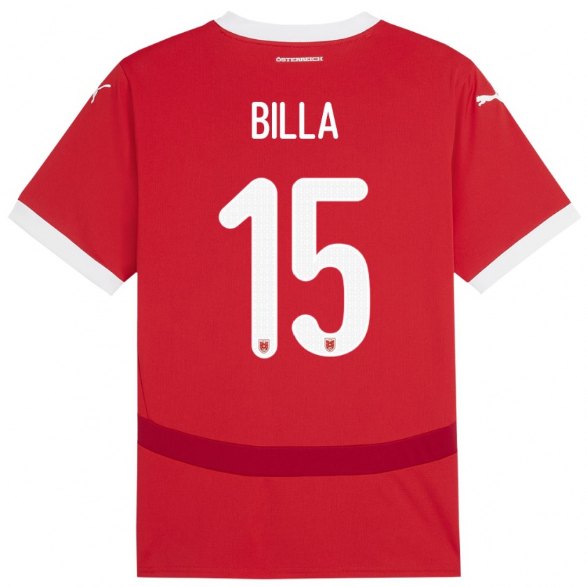 Kandiny Donna Maglia Austria Nicole Billa #15 Rosso Kit Gara Home 24-26 Maglietta