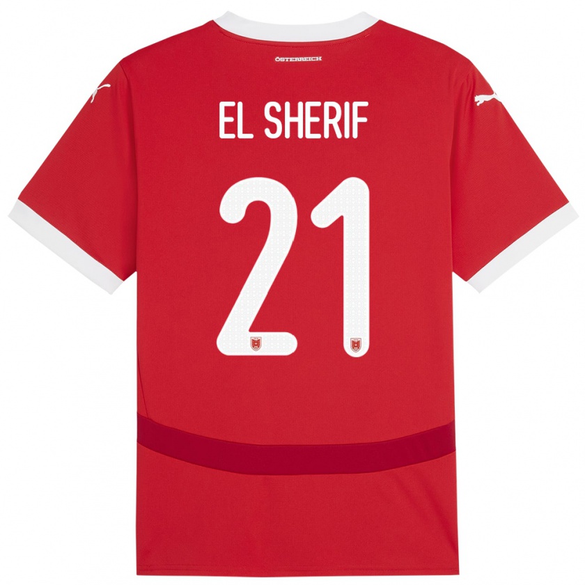 Kandiny Dames Oostenrijk Mariella El Sherif #21 Rood Thuisshirt Thuistenue 24-26 T-Shirt