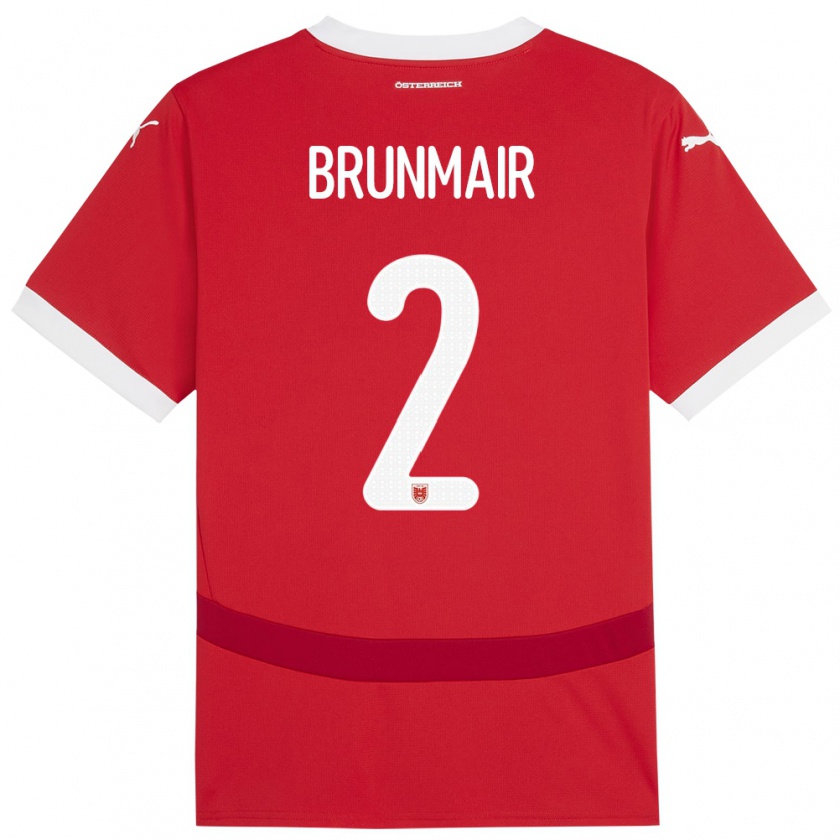 Kandiny Damen Österreich Livia Brunmair #2 Rot Heimtrikot Trikot 24-26 T-Shirt Österreich