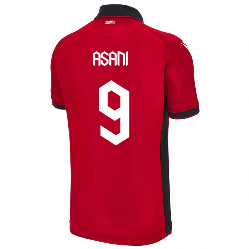 Kandiny Donna Maglia Albania Jasir Asani #9 Rosso Kit Gara Home 24-26 Maglietta