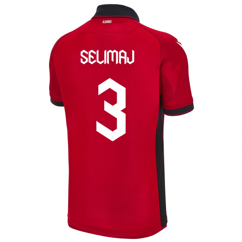 Kandiny Damen Albanien Ermis Selimaj #3 Rot Heimtrikot Trikot 24-26 T-Shirt Österreich