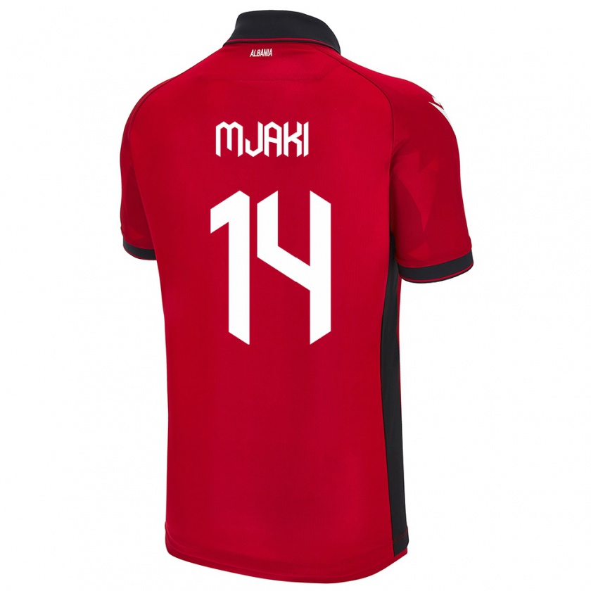 Kandiny Donna Maglia Albania Agan Mjaki #14 Rosso Kit Gara Home 24-26 Maglietta