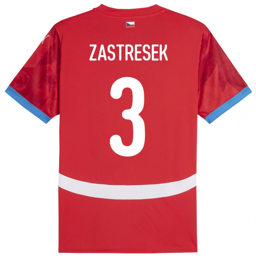 Kandiny Dames Tsjechië Matous Zastresek #3 Rood Thuisshirt Thuistenue 24-26 T-Shirt