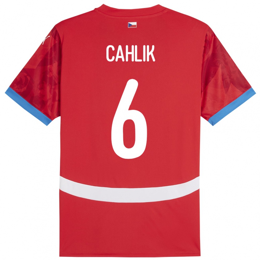 KandinyレディースチェコJakub Cahlik#6赤ホームシャツ24-26ジャージーユニフォーム