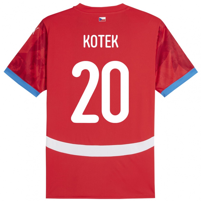 Kandiny Donna Maglia Cechia Tomas Kotek #20 Rosso Kit Gara Home 24-26 Maglietta