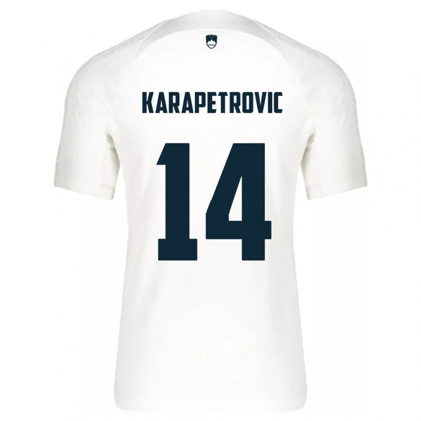 Kandiny Donna Maglia Slovenia Luka Karapetrovic #14 Bianco Kit Gara Home 24-26 Maglietta