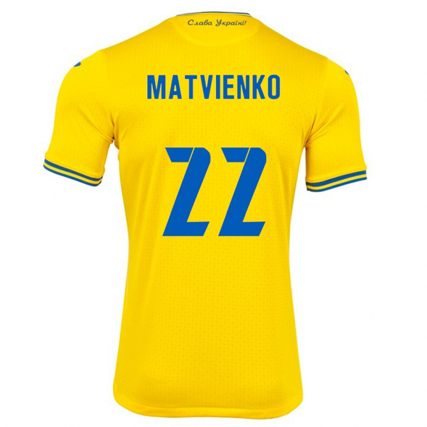 Kandiny Donna Maglia Ucraina Mykola Matvienko #22 Giallo Kit Gara Home 24-26 Maglietta