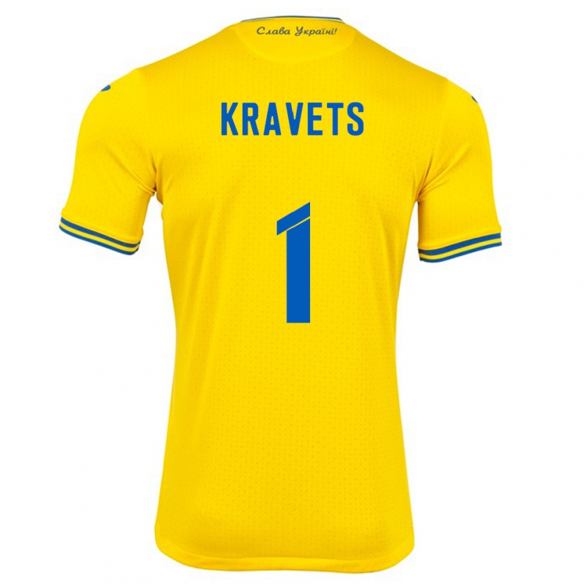 Kandiny Dames Oekraïne Vladyslav Kravets #1 Geel Thuisshirt Thuistenue 24-26 T-Shirt