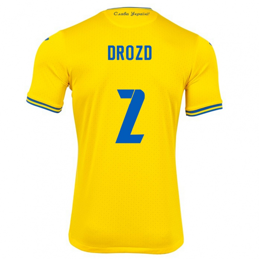 Kandiny Donna Maglia Ucraina Anton Drozd #2 Giallo Kit Gara Home 24-26 Maglietta