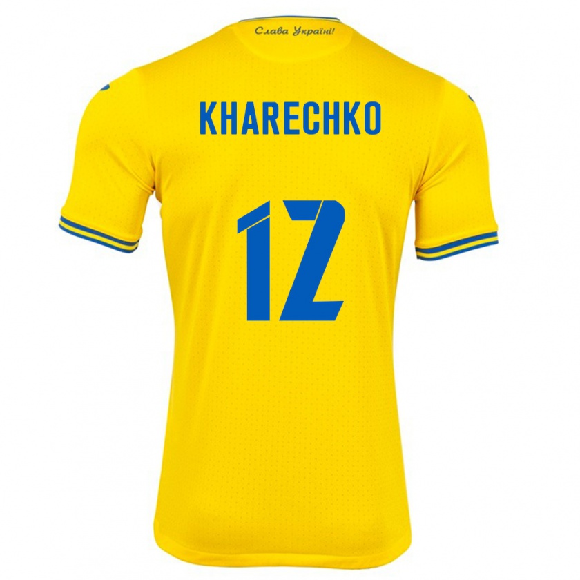 Kandiny Dames Oekraïne Oleksandr Kharechko #12 Geel Thuisshirt Thuistenue 24-26 T-Shirt België