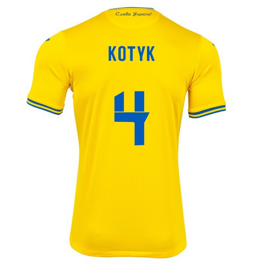 Kandiny Donna Maglia Ucraina Yana Kotyk #4 Giallo Kit Gara Home 24-26 Maglietta