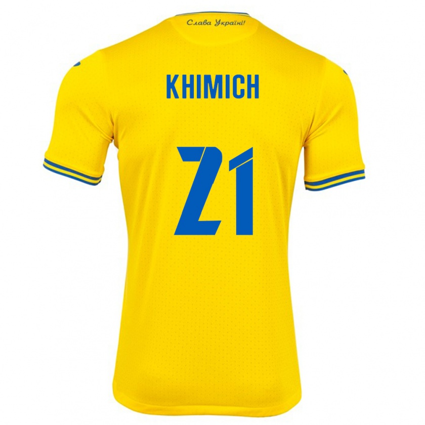 KandinyレディースウクライナTamila Khimich#21黄ホームシャツ24-26ジャージーユニフォーム