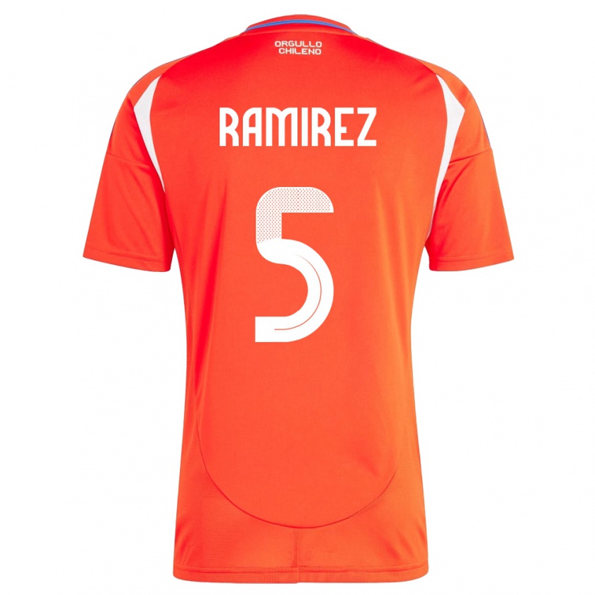 Kandiny Damen Chile Fernanda Ramírez #5 Rot Heimtrikot Trikot 24-26 T-Shirt Österreich