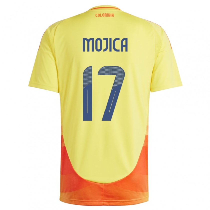 Kandiny Mujer Camiseta Colombia Johan Mojica #17 Amarillo 1ª Equipación 24-26 La Camisa México