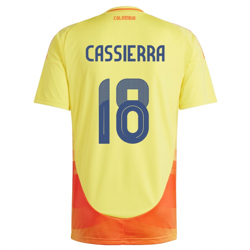 Kandiny Dames Colombia Mateo Cassierra #18 Geel Thuisshirt Thuistenue 24-26 T-Shirt België