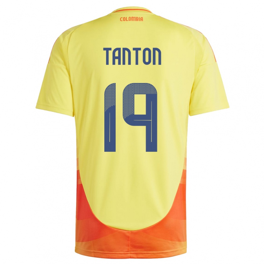 Kandiny Mujer Camiseta Colombia Devan Tanton #19 Amarillo 1ª Equipación 24-26 La Camisa México