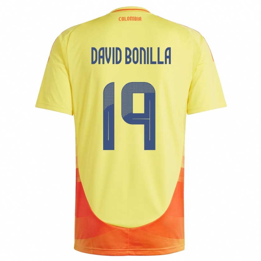 Kandiny Dames Colombia Juan David Bonilla #19 Geel Thuisshirt Thuistenue 24-26 T-Shirt België