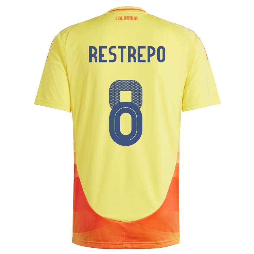 Kandiny Mujer Camiseta Colombia Marcela Restrepo #8 Amarillo 1ª Equipación 24-26 La Camisa México