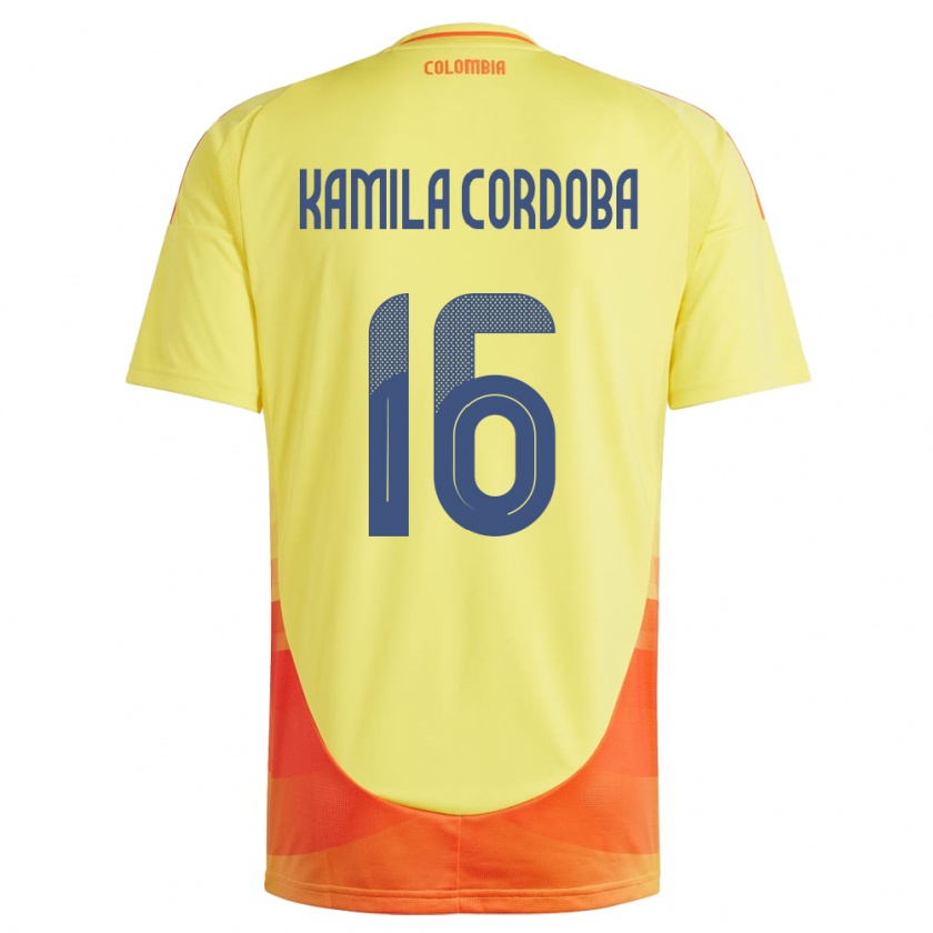 KandinyレディースコロンビアSara Kamila Córdoba#16黄ホームシャツ24-26ジャージーユニフォーム