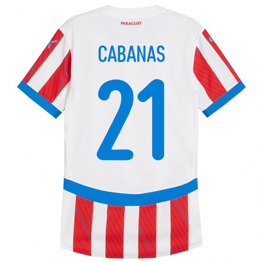 Kandiny Dames Paraguay Víctor Cabañas #21 Wit Rood Thuisshirt Thuistenue 24-26 T-Shirt België