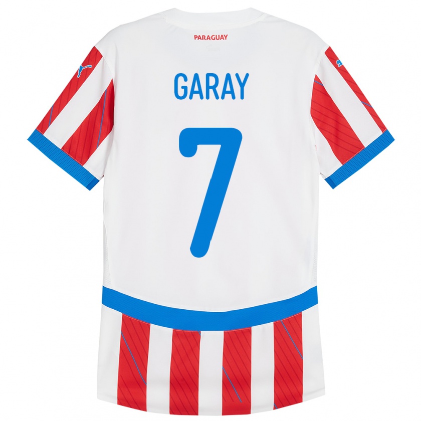 Kandiny Dames Paraguay Griselda Garay #7 Wit Rood Thuisshirt Thuistenue 24-26 T-Shirt België