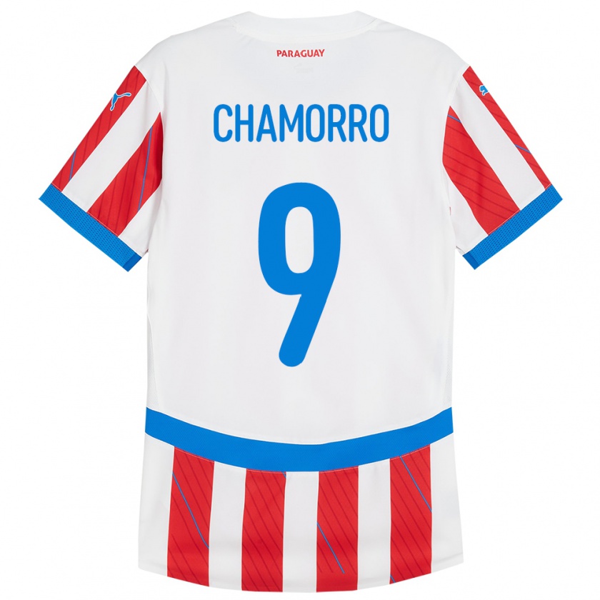 Kandiny Damen Paraguay Lice Chamorro #9 Weiß Rot Heimtrikot Trikot 24-26 T-Shirt Österreich