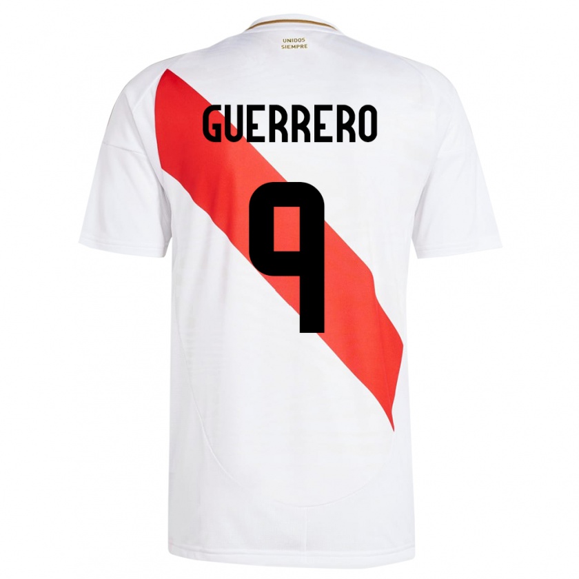 Kandiny Dames Peru Paolo Guerrero #9 Wit Thuisshirt Thuistenue 24-26 T-Shirt België