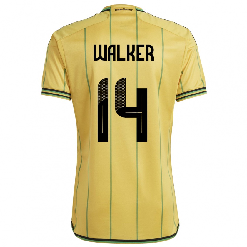 Kandiny Dames Jamaica Ricshya Walker #14 Geel Thuisshirt Thuistenue 24-26 T-Shirt België