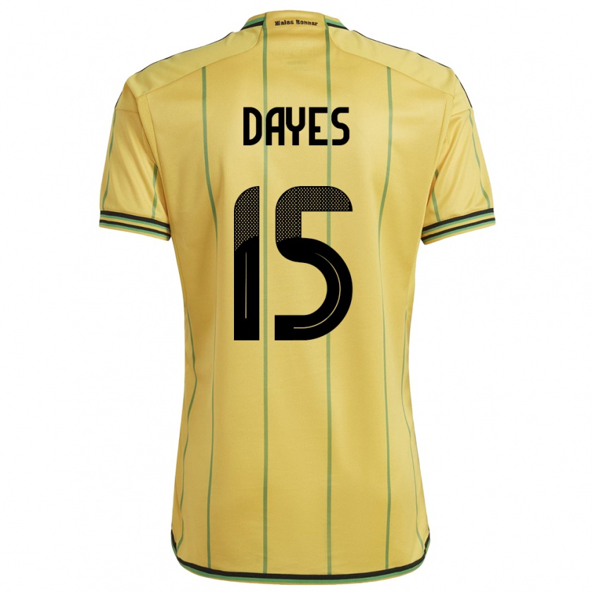 Kandiny Dames Jamaica Mikayla Dayes #15 Geel Thuisshirt Thuistenue 24-26 T-Shirt