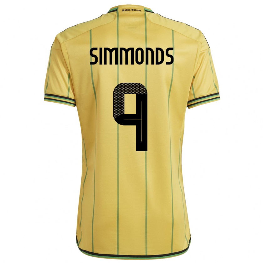 Kandiny Dames Jamaica Kameron Simmonds #9 Geel Thuisshirt Thuistenue 24-26 T-Shirt België