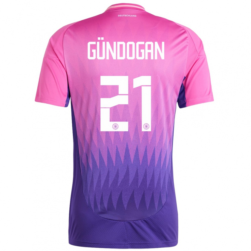 Kandiny Donna Maglia Germania Ilkay Gundogan #21 Rosa Viola Kit Gara Away 24-26 Maglietta