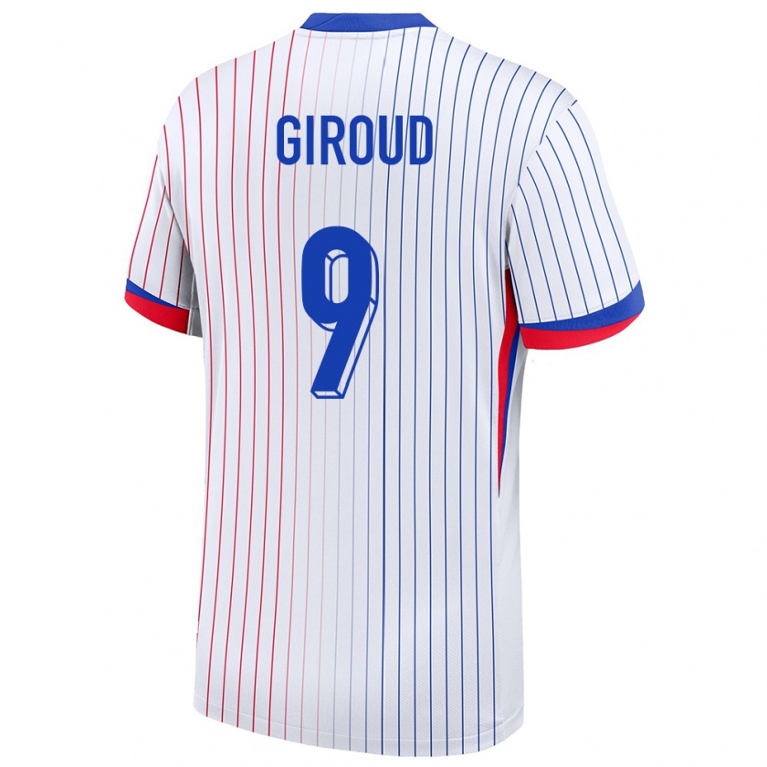 Kandiny Dames Frankrijk Olivier Giroud #9 Wit Uitshirt Uittenue 24-26 T-Shirt