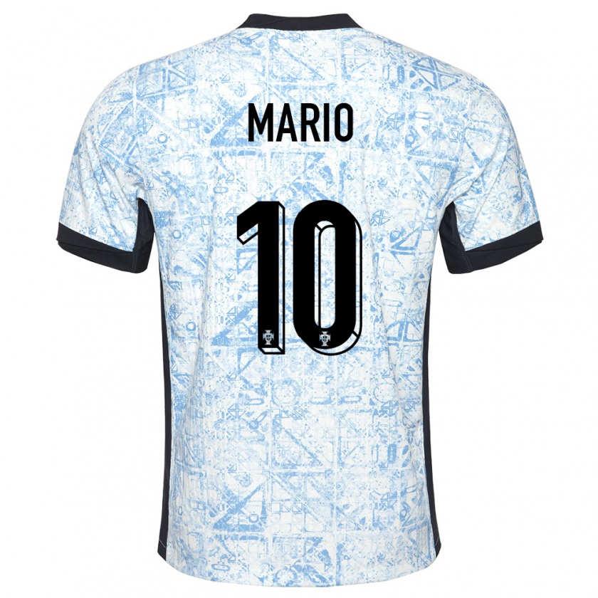 Kandiny Donna Maglia Portogallo Joao Mario #10 Crema Blu Kit Gara Away 24-26 Maglietta