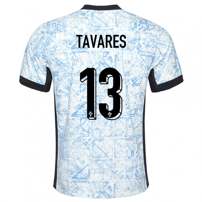 Kandiny Dames Portugal Nuno Tavares #13 Crème Blauw Uitshirt Uittenue 24-26 T-Shirt