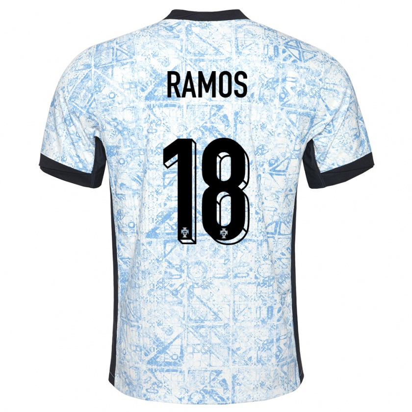 Kandiny Dames Portugal Goncalo Ramos #18 Crème Blauw Uitshirt Uittenue 24-26 T-Shirt