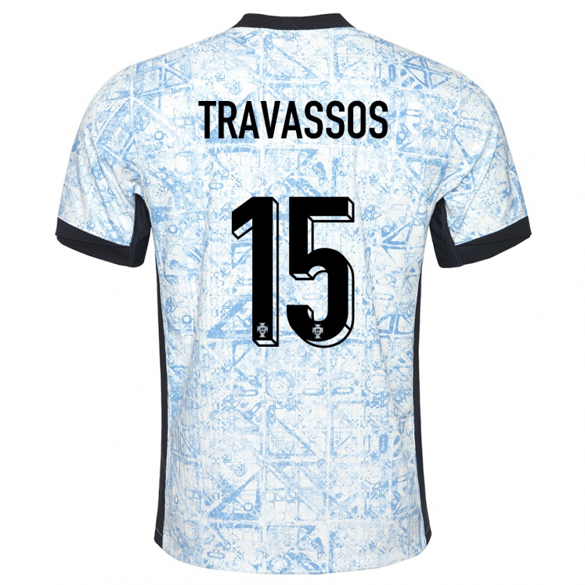 Kandiny Dames Portugal Diogo Travassos #15 Crème Blauw Uitshirt Uittenue 24-26 T-Shirt België