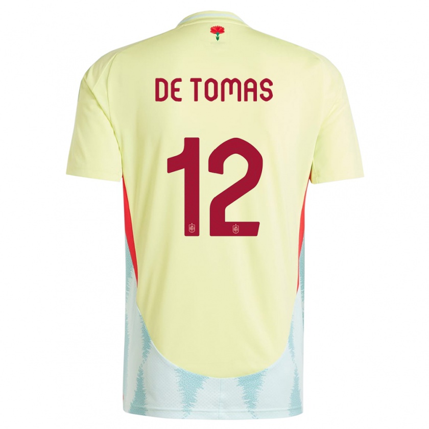 Kandiny Donna Maglia Spagna Raul De Tomas #12 Giallo Kit Gara Away 24-26 Maglietta