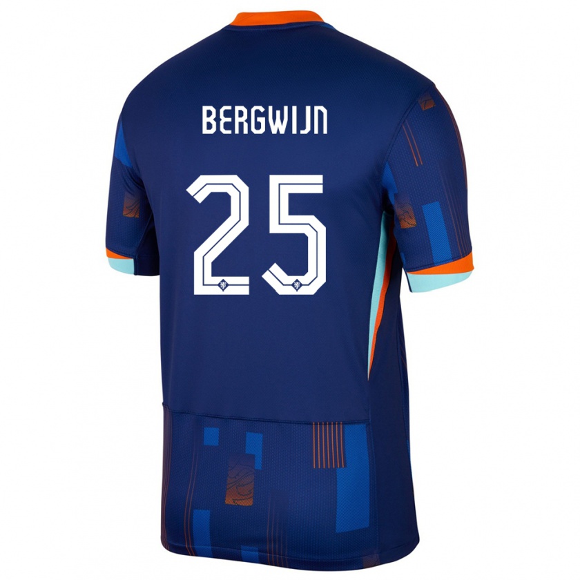 Kandiny Mujer Camiseta Países Bajos Steven Bergwijn #25 Azul 2ª Equipación 24-26 La Camisa