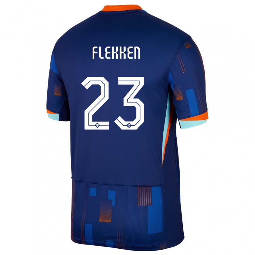 Kandiny Damen Niederlande Mark Flekken #23 Blau Auswärtstrikot Trikot 24-26 T-Shirt Österreich