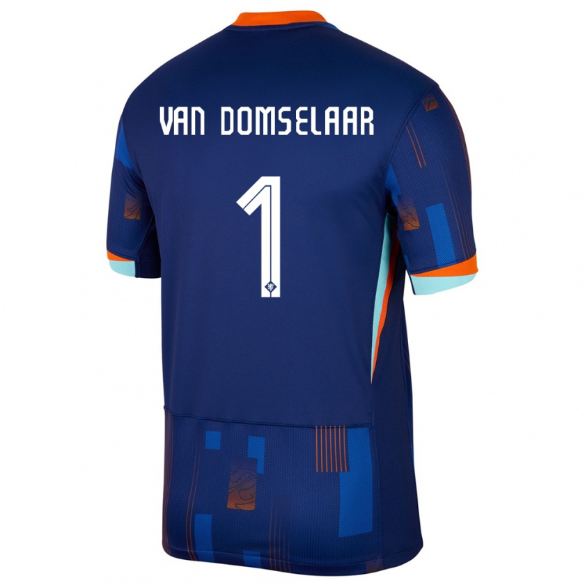 Kandiny Donna Maglia Paesi Bassi Daphne Van Domselaar #1 Blu Kit Gara Away 24-26 Maglietta