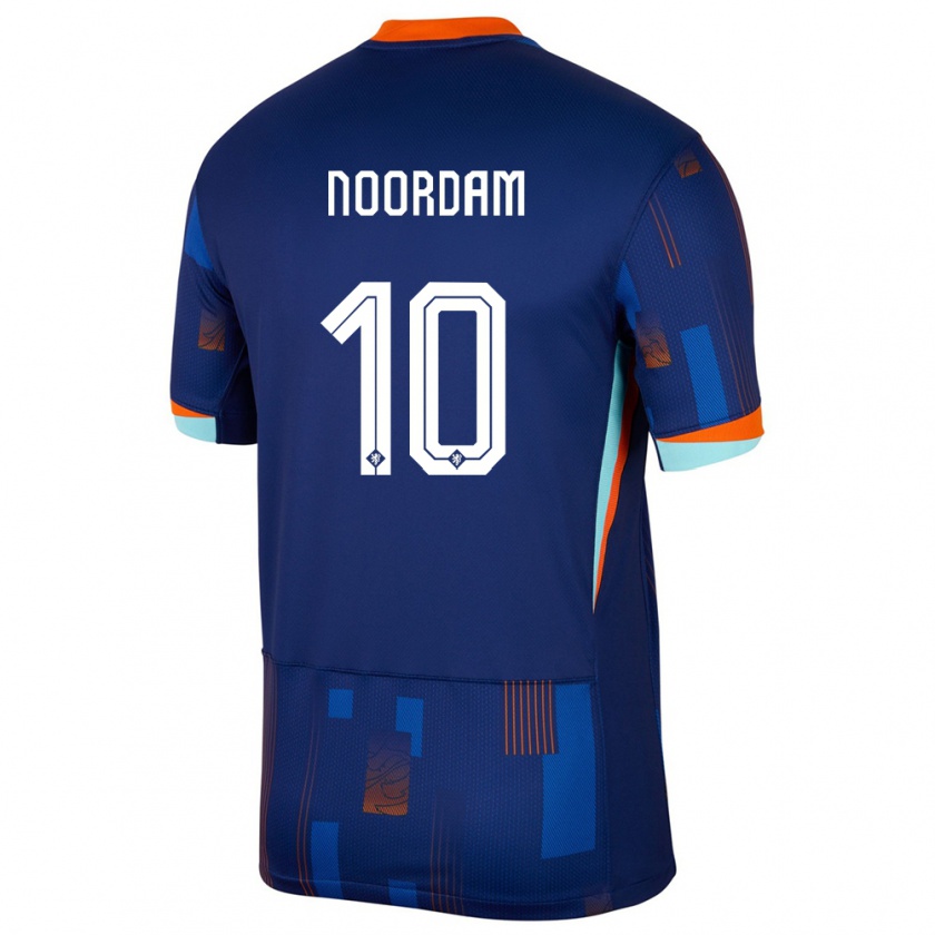 Kandiny Donna Maglia Paesi Bassi Nadine Noordam #10 Blu Kit Gara Away 24-26 Maglietta