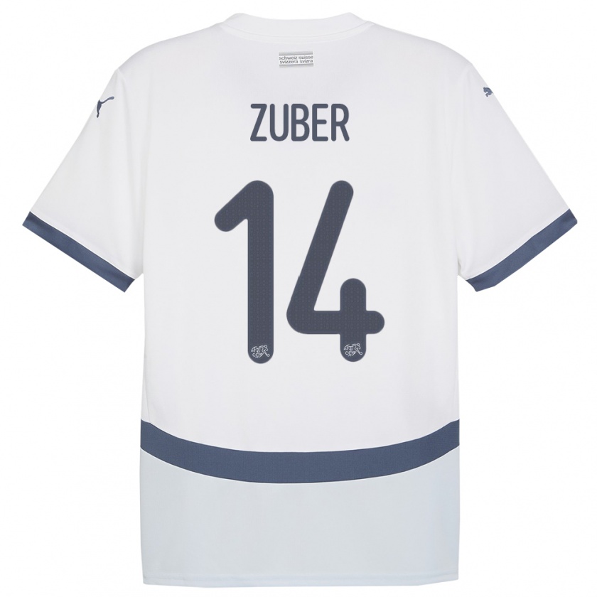 Kandiny Donna Maglia Svizzera Steven Zuber #14 Bianco Kit Gara Away 24-26 Maglietta